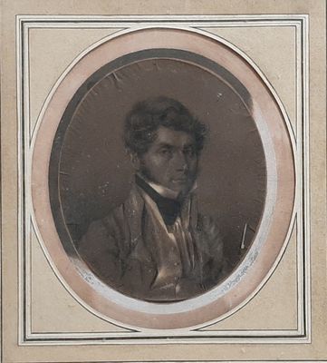 Début XIXème siècle "Portrait de Jean Bruchel (?)", dessin a…