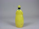 a yellow bottle with a green cap on it