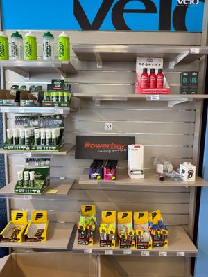 a display of various products on the shelves in a store