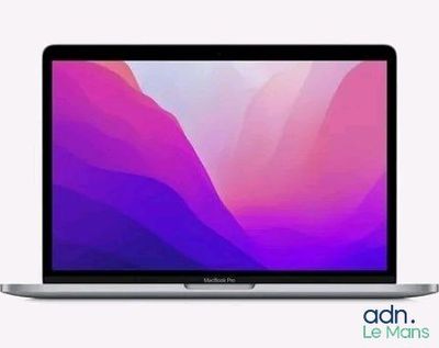 an apple macbook air laptop computer with a purple and pink background