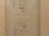 drawing of a man and a woman on a horse in a frame