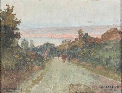 une image représentant un tableau représentant une route de campagne, dans un cadre en bois