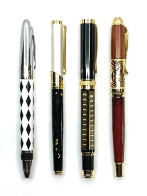 Ensemble de 4 stylos plume en résine et métal, plumes en mét…