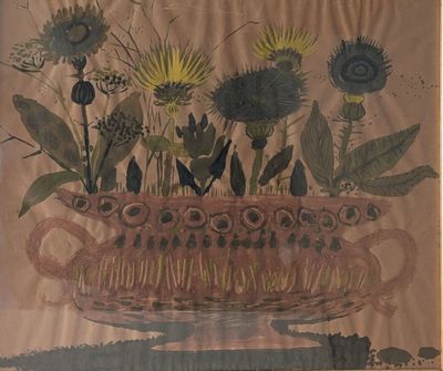 une image d'une peinture de fleurs dans un vase
