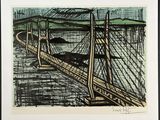une image représentant un dessin d'un pont enjambant un plan d'eau