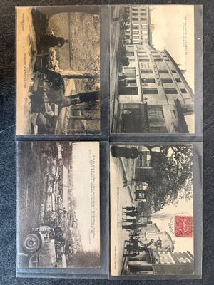 several old black and white photos of a man and a woman