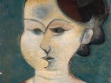 une image d'un tableau représentant une femme en robe rouge