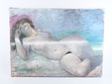 une peinture représentant une femme nue allongée sur un lit