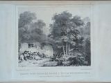an old picture of a painting of a man and a woman in a wooded area