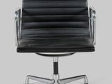 an image of a black leather office chair on a white background