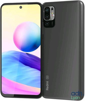 l'arrière et le profil d'un smartphone noir sur fond coloré