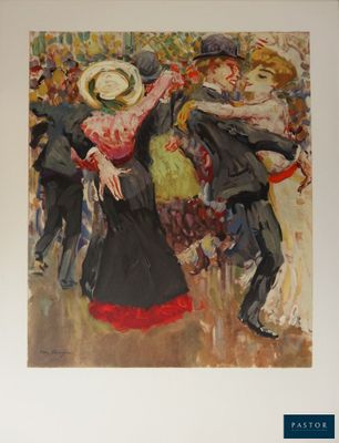 a picture of a painting of a couple dancing
