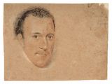 an old drawing of a man ' s face on a piece of paper