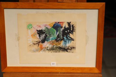 a picture of a picture of a painting on a easel