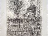 un dessin en noir et blanc d'une femme en robe