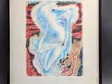 an image of a painting of a woman in a blue dress