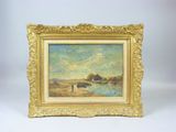 une image représentant un tableau représentant un paysage avec des vaches dans un champ