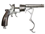 a close up of a gun on a white background