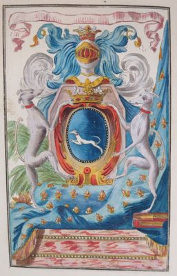 an image of a picture of a coat of arms with two dogs