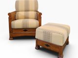 an image of a chair and ottoman with a striped upholstered cover
