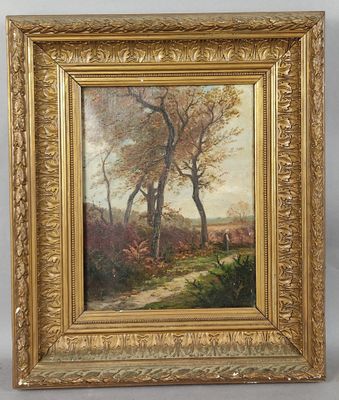 DESVARREUX (XIXème). 'Paysage de campagne animé', Huile sur …