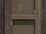 an old picture of a window with a wooden frame and a window pane