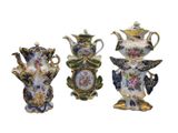 three different types of teapots are shown on a white background