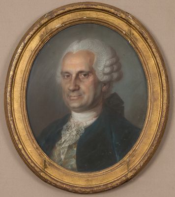 portrait d'un homme aux cheveux blancs dans un cadre doré