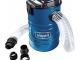 un aspirateur bleu et noir muni d'un tuyau et d'autres accessoires