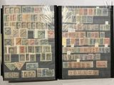 a lot of stamps on the pages of a book