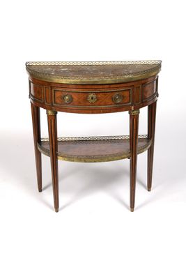 CONSOLE EN MARQUETERIE Ouvrant par un tiroir en ceinture. Le… - Photo 1