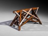 a wooden table with a star on top of it