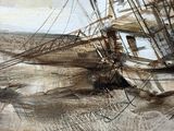 a painting of a ship that is sinking in the water
