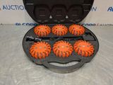an image of a case with six orange balls inside of it