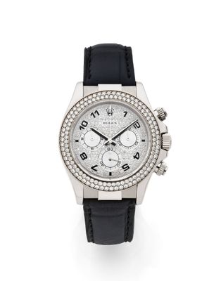 Montre-bracelet Rolex pour femme, chronographe en acier inoxydable serti de diamants
