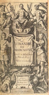 an old book with a drawing of a man on a throne