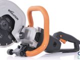 a close up of a circular saw on a white surface