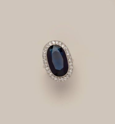 an oval sapphire and diamond ring