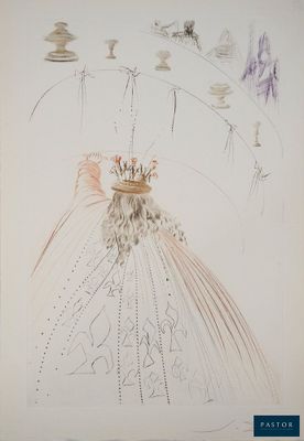 dessin représentant une femme en robe de mariée, avec des fleurs dans les cheveux