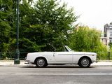 a white convertible car parked on the side of the road
