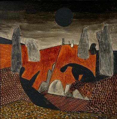 une image représentant un tableau où l'on voit un homme et une femme dans un bateau