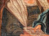 an old painting of a woman and child reading a book
