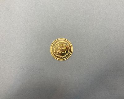 gros plan d'une pièce d'or sur une surface grise
