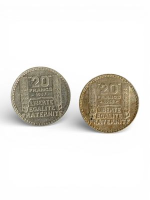 FRANCE. 2 Pièces de 20 francs argent "Turin" : 1937 et 1938. - Photo 1