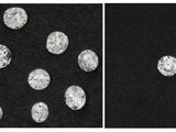 deux images représentant des diamants sur fond noir, dont l'une comporte un point bleu