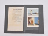 an open book with a picture of a man on the beach