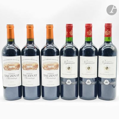 six bouteilles de vin rouge alignées