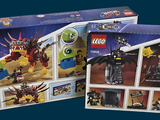 two boxes of lego batman movie sets on a blue background