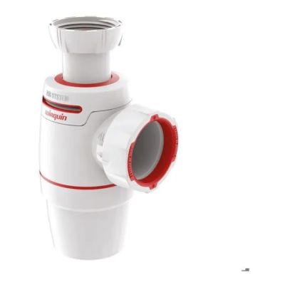 un débouche-WC blanc et rouge muni d'une poignée rouge