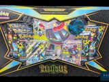 a close up of a box of pokemon cards on a black background